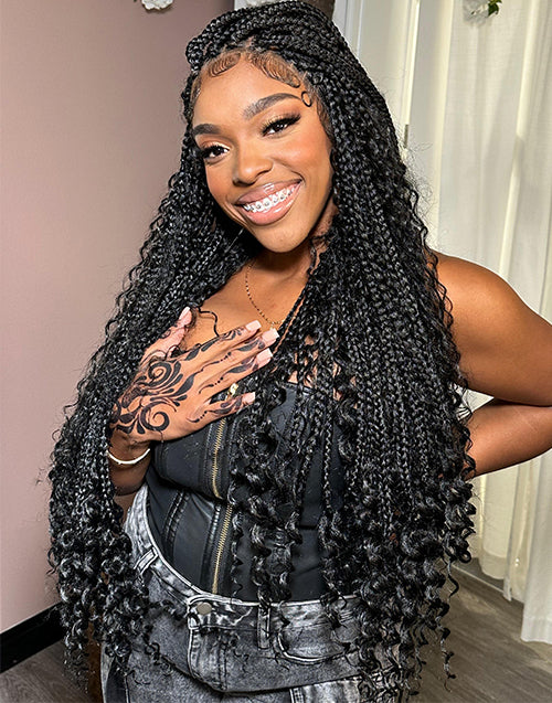 $79.99 36"  9x6 Lace Braided Knotless Boho Box Braids Lace Wig Flash Deal