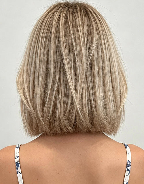 Sarah- Highlight Ash Blonde Straight Bob 13x4 Lace Front Wig Human Hair For Women