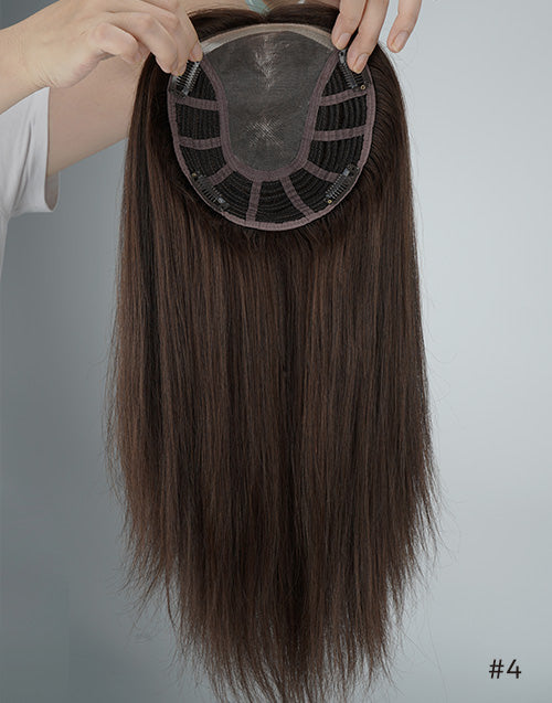 #R8-26/8 6"x7" Hair Topper Clip In Extensions For Thinning Hair Natural Look Full Coverage Fine Mono Wefted Human Hair