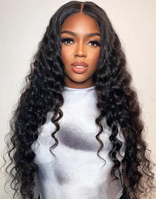 18" Loose Deep Glueless Wig Human Hair 9x6 Pre Cut Lace Flash Deal