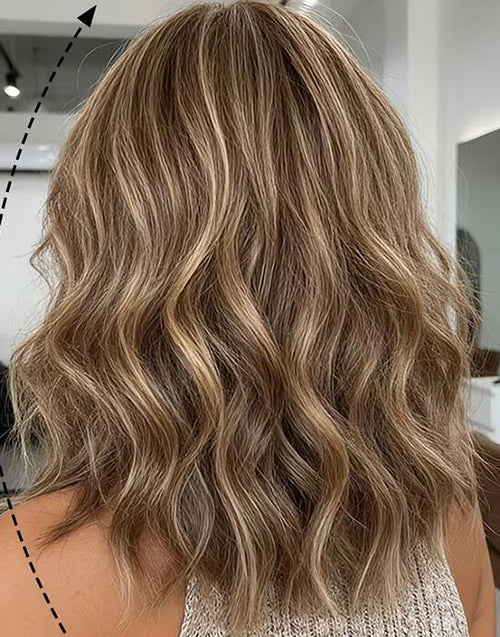 Latasha- Light Chestnut Highlights With Amber Golden Wavy Bob True-Hold Glueless 5.5x5.5 Lace Wig For Women 100% Human Hair
