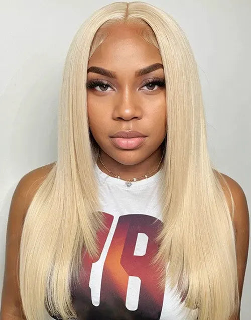 Tasneem- 613 Blonde Lace Front Wig 250% Density Layered Cut Straight Human Hair Wig Pre Plucked