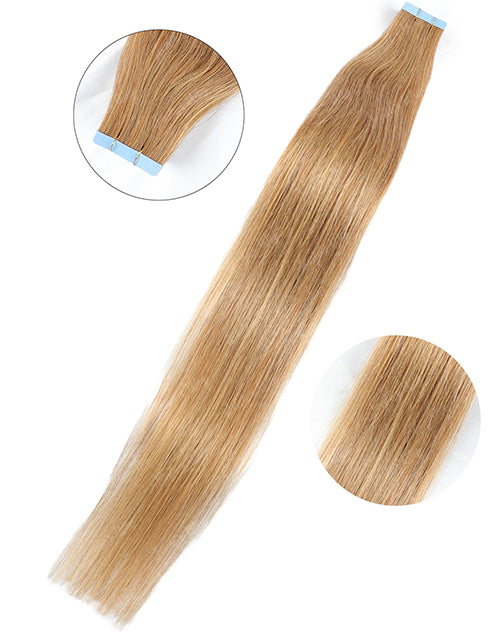 #27 Hair Tape Straight Human Hair Extensions Blonde Color