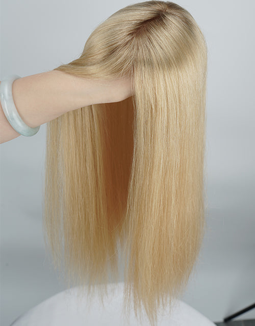 #R8-26/8 6"x7" Hair Topper Clip In Extensions For Thinning Hair Natural Look Full Coverage Fine Mono Wefted Human Hair