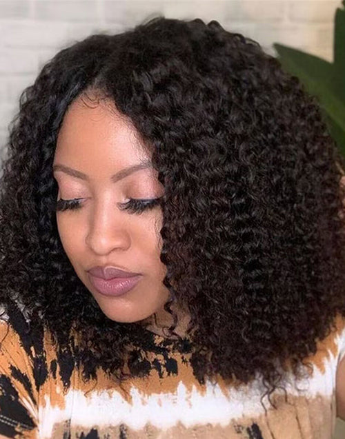 14" 16" Curly Thin V Part Bob Wig Flash Deal