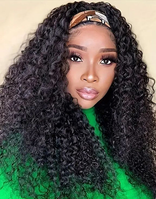 Deep Wave Headband Wig  Easily Do High Ponytail/Bun By Yourself