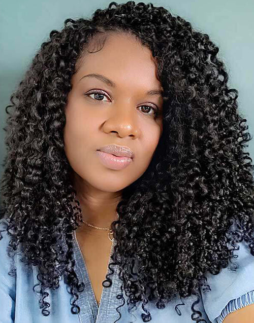 Burmese Curly Crochet Hair Natural Black Machine Made Feather Crochet Human Hair Extension