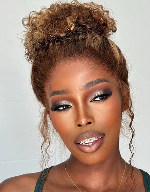 Morale- 360 Lace Highlight Piano Color Curly Wig Flexi-Fit Invisi Wig Pre-Cut Lace Natural Hairline