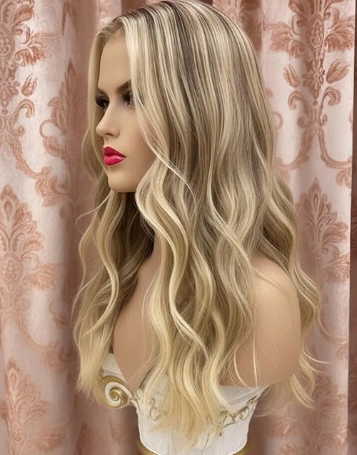 Caria- Highlights Blonde Brown Wavy 13x4 Lace Wig True-Hold Glueless 5.5x5.5 Wig For Women