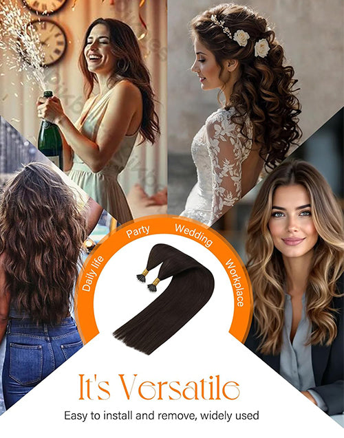 14-24 Inch Nano Ring Hair Extensions Natural Invisible Appearance Cold Fusion Nano Bead Ring Hair Extensions For Women
