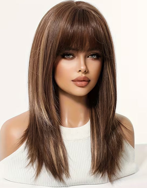 Phanie- Minimalist Lace Ombre Brunette Balayage Straight Layered Wig With Bangs