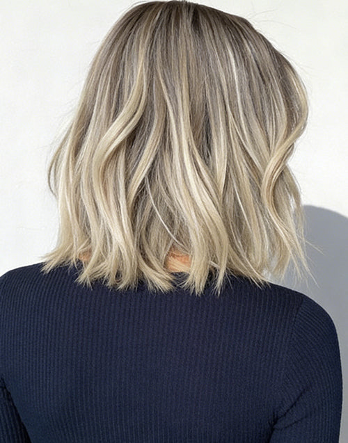 Mela-Ombre Ash Blonde Short 13x6 Lace Front Bob Wig With Ash Root Glueless Human Hair Wig