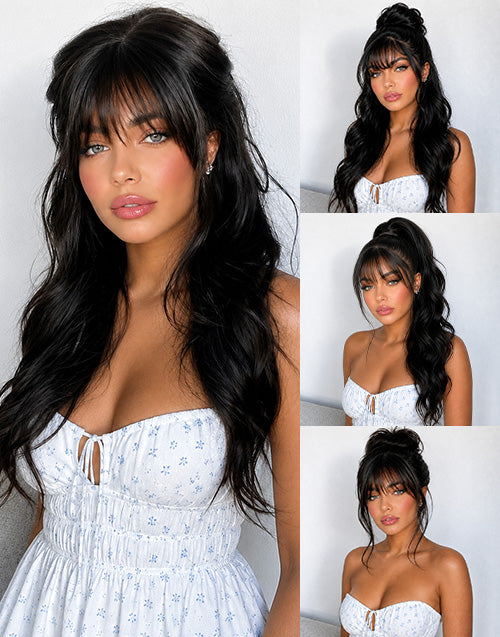 Deysy- Glueless Body Wave Lace Front Wig With Bangs Pre-Cut 13x5 Lace Human Hair Wig
