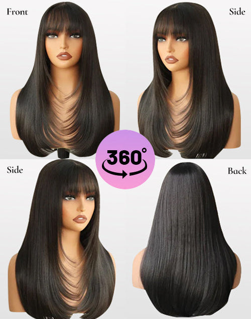 Gina- Smart-Fit Pull Go Face Framing Layered Wig With Air Bangs Pre Everything 7X5 Partingmax Glueless Wigs