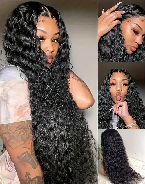 26" Long Length Water Wave Glueless 4x4 Lace Wig Human Hair Flash Deal