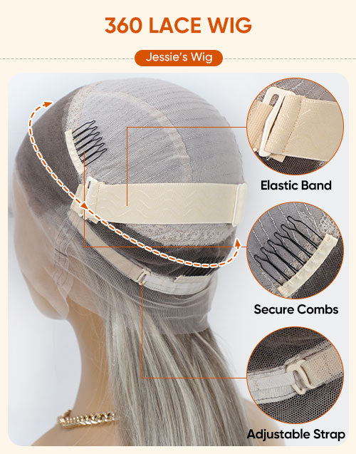 22" Ombre Ash Blonde Long Wavy 13x4 Lace Wig for Women Flash Deal