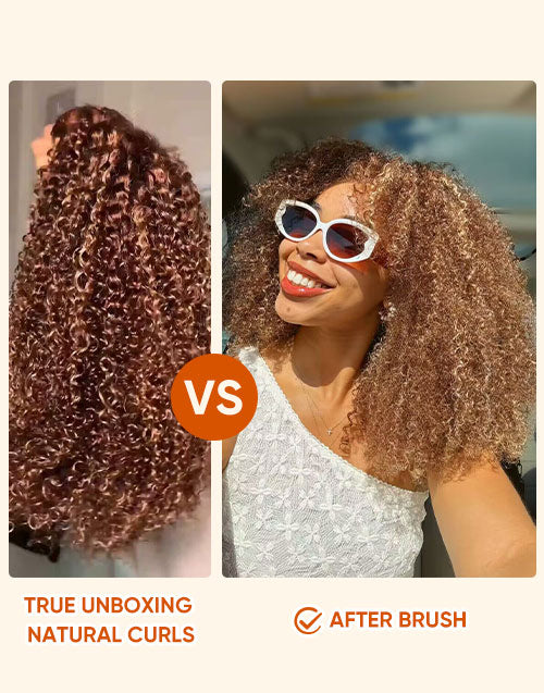 18" Highlight Finger Coily Curly Wigs 7X5 Pre Cut Lace 200% Density Flash Deal