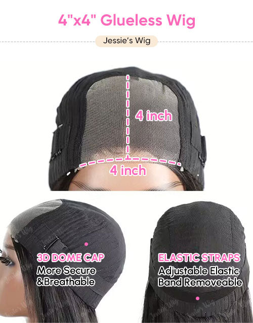 Gail- Short Loose Wavy Bob 5x5 Pre Cut Lace Wig Glueless Human Hair Wig Natural Black