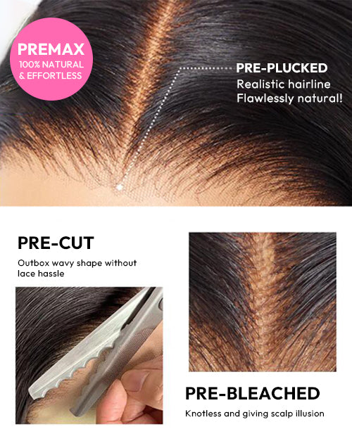 20" Price=18" Body Wave Pre Cut 13x5 Lace Glueless Wig With Bangs Flash Deal