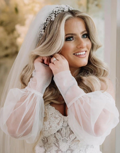 Laila-Highlight Blonde Wavy Human Hair Wig With Dark Roots Body Wave Lace Front Wigs