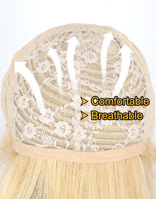 Toya- Highlight Light Grey Straight Wig With Side Bangs Full Basic Cap 100% Human Hair Wigs Short Cut Style
