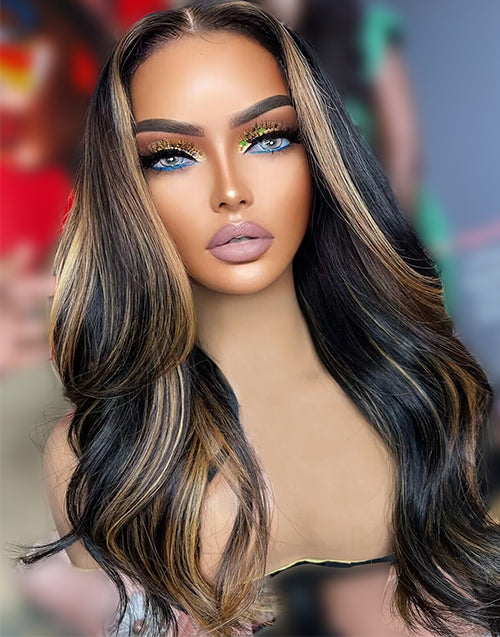 $209=2 WIGS|16" Highlight Wavy 7x5 Wig+12" 99J Straight 6x5 Bob Layer Wig With Bangs Flash Deal