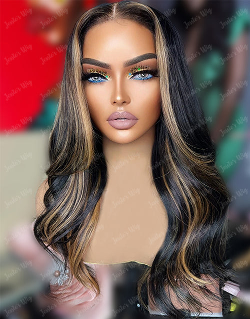 16" Highlight Honey Wavy Wig Pre Cut 6x5 Lace Glueless Wig Flash Deal