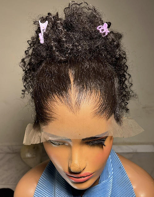 Widows Peak M Hairline Curly Real HD Lace Wig Single Tiny Knots 13x5 Pre Everything Wig