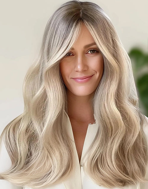 16" 18" Highlight Ombre Blonde Natural Wave True-Hold Glueless 5.5x5.5 Pre Cut Lace Wig Medium Cap Flash Deal