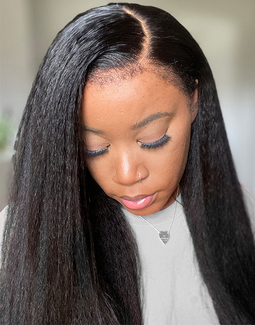 4C Baby Hairline Glueless Real HD Lace Kinky Straight 13x4 Lace Wig Edges With Natural Kinky Baby Hair Line