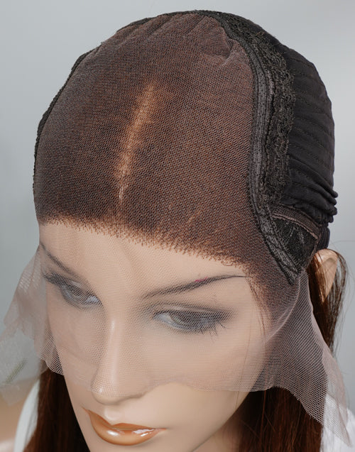 Nova-Ash Blonde With Dark Roots Remy Human Hair Ponytail Lace Front Wig