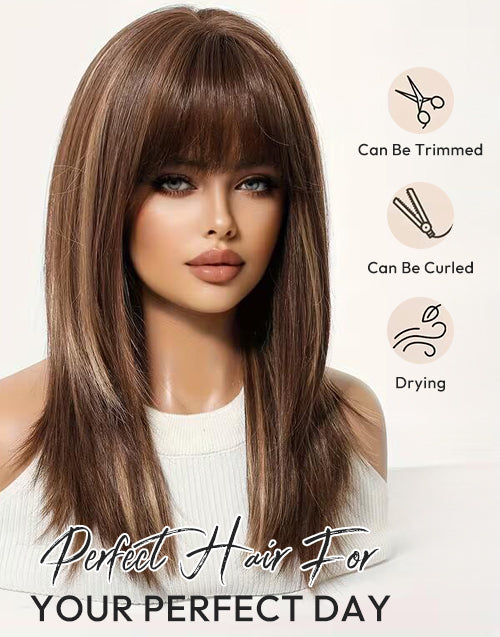 Phanie- Minimalist Lace Ombre Brunette Balayage Straight Layered Wig With Bangs