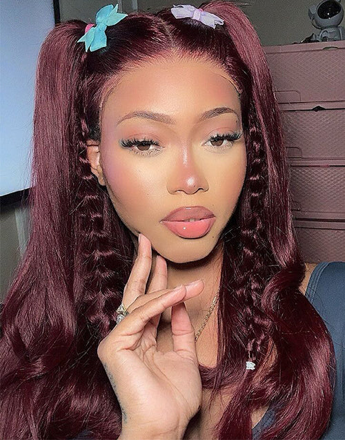 【EXTRA 25% OFF】14" 99J Straight Layer Cut Glueless 13x5 Pre Cut Lace Wigs