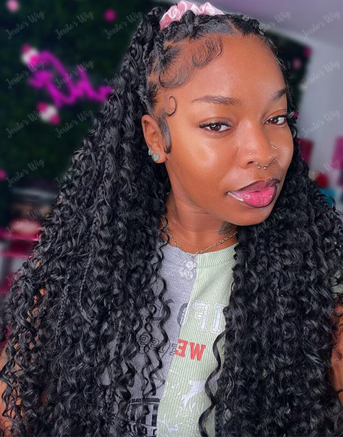 Joa- Tiktok Thequeenleora Hot 9x6 Lace Front Braided Knotless Boho Box Braids Lace Wig for Women