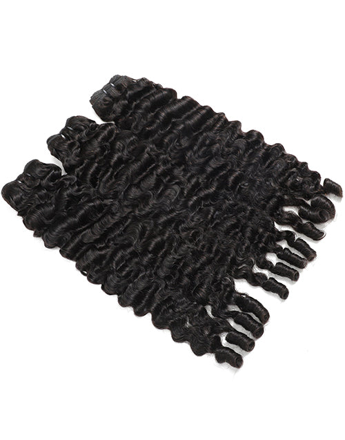 Burmese Curly 3/4 Bundles With 5x5 Lace Closure 100% Human Hair 10A Grade Natural Black