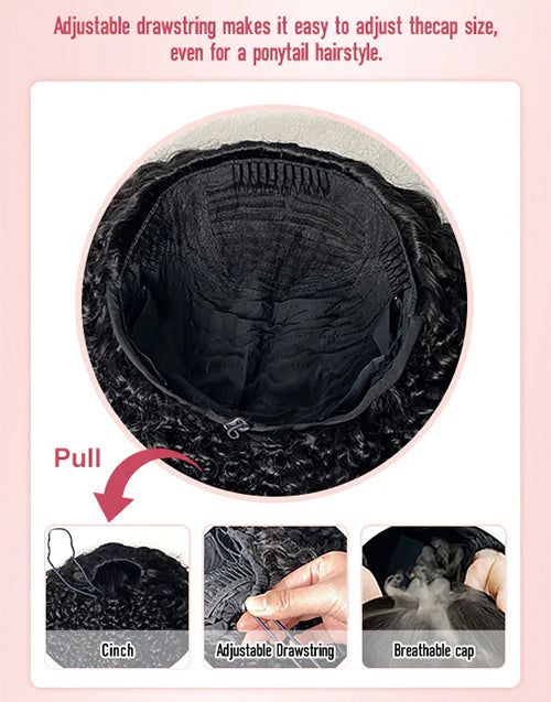 Kinky Curly Half Wigs One Fit All Half Up Half Down Wig Human Hair