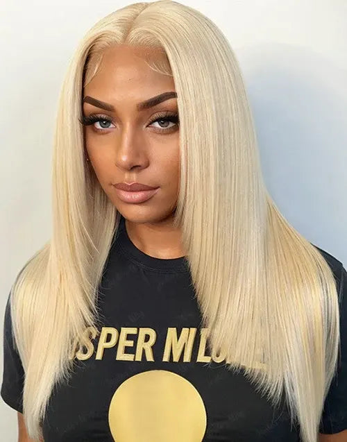 Tasneem- 613 Blonde Lace Front Wig 250% Density Layered Cut Straight Human Hair Wig Pre Plucked