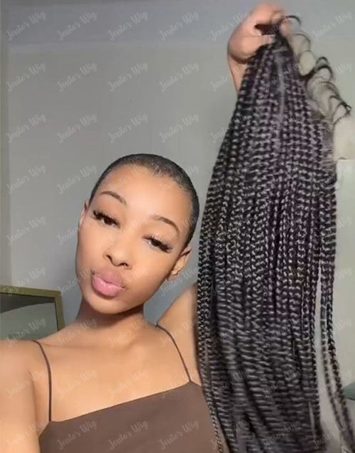 Eudora- Full Lace Knotless Real Box Braided Wig Fully Handmade Braids Wig for Women