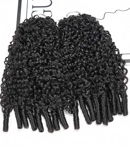 Burmese Curly Crochet Hair Natural Black Machine Made Feather Crochet Human Hair Extension
