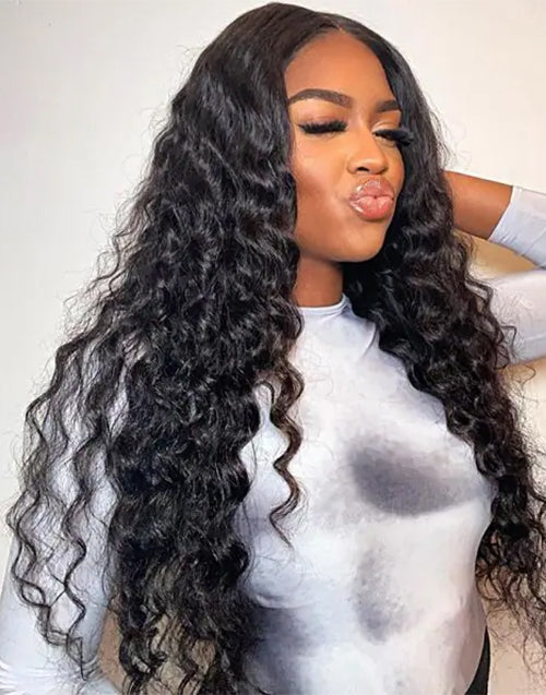 18" Loose Deep Glueless Wig Human Hair 9x6 Pre Cut Lace Flash Deal