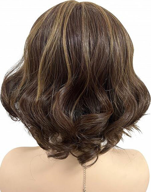 Rowena- Brown With Blonde Highlights Wavy Bob Wig True-Hold Glueless 5.5x5.5 Wig