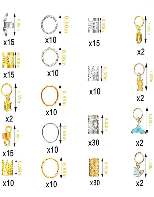 200 Pcs Loc Hair Jewelry For Braids Metal Gold and Silver Hair Charms For Women
