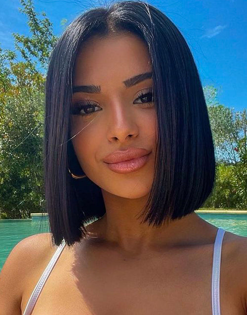 Zila- Double Drawn Bone Straight 2×6 Lace Bob Wig Raw Hair Pre Cut 5x5 Lace Wig High Density