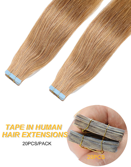 #27 Hair Tape Straight Human Hair Extensions Blonde Color