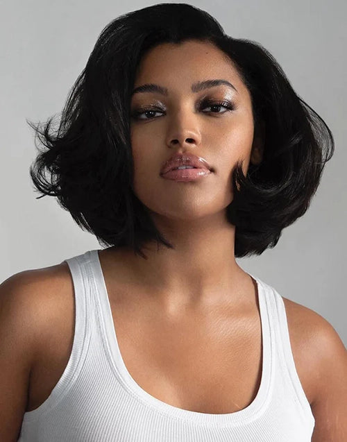 Niamh -Pre Cut 7X5 Glueless Blow Out Copper Brown Black Color Bob Human Hair Wig