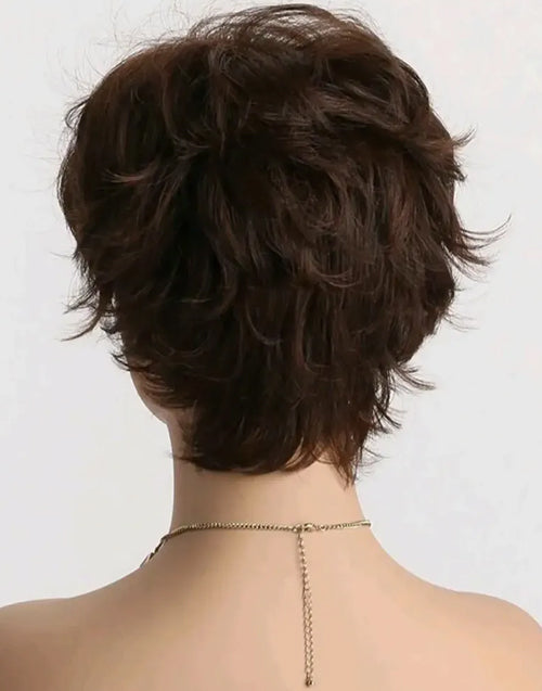 Zibela- Dark Brown Short Natural Wavy Bob Wig With Side Bangs For Women Human Hair 6.5x4.5 Lace