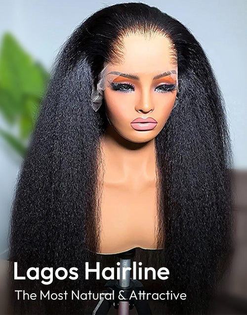 Lagos M Hairline Kinky Straight 13x5 Pre Everything Wig Real HD Lace Modify Face Shape Glueless Wig