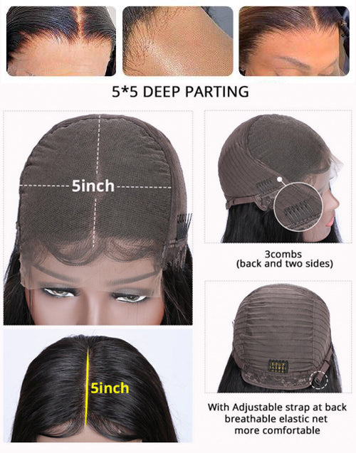 Avery-Silky Natural Brown 5X5 Lace Closure 13x6 Lace Front Human Hair Wig