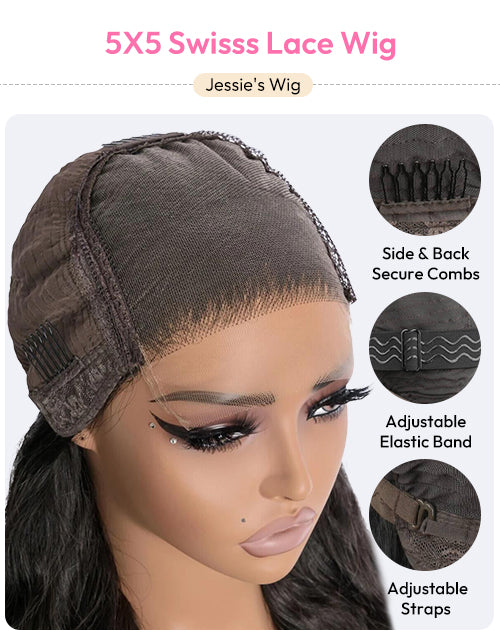 Yillia-Face Framing Brown Bob Wig With Bangs 5X5 Glueless Lace Closure Wig