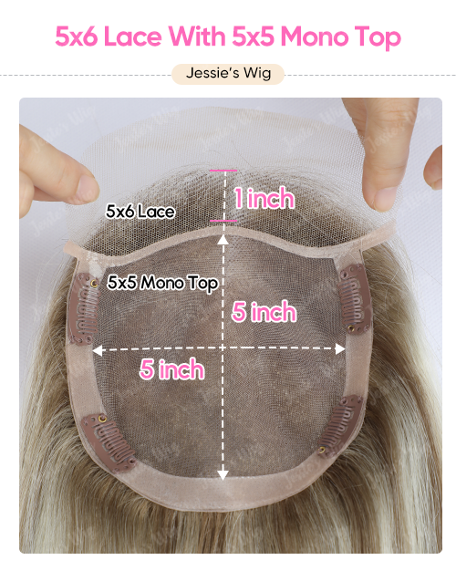 Custom Made 5X6 Lace With 5X5 Mono Top Highlight Human Hair Topper
